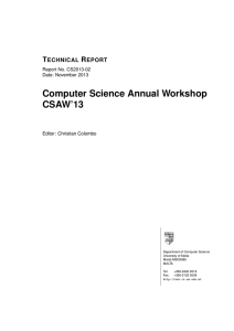 Computer Science Annual Workshop CSAW’13 T R