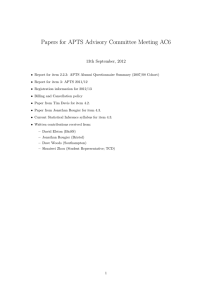Papers for APTS Advisory Committee Meeting AC6 13th September, 2012