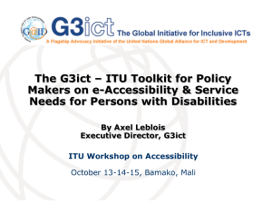 The G3ict – ITU Toolkit for Policy