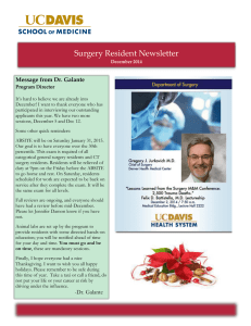 Surgery Resident Newsletter Message from Dr. Galante
