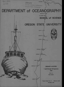 DEPARTMENT of OCEANOGRAPHY OREGON STATE UNIVERSITY SCHOOL of SCIENCE University