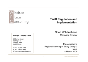 Tariff Regulation and Implementation Scott W Minehane Managing Director