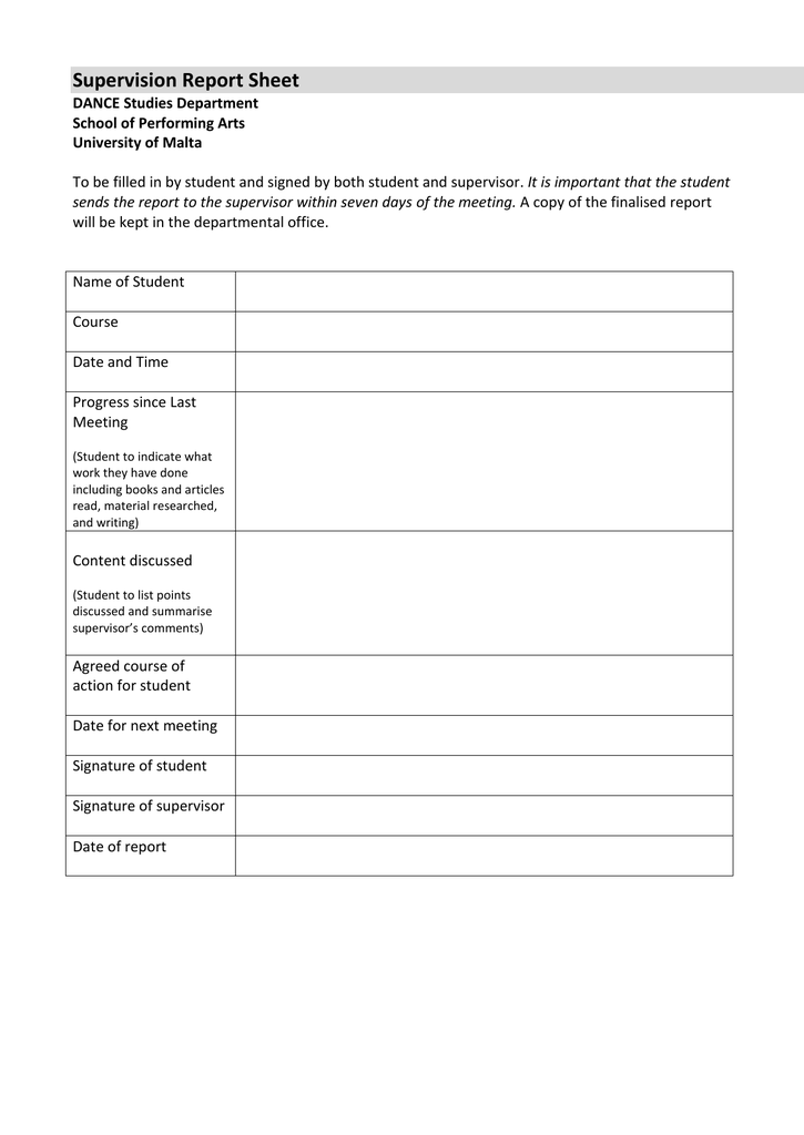 supervision-report-sheet