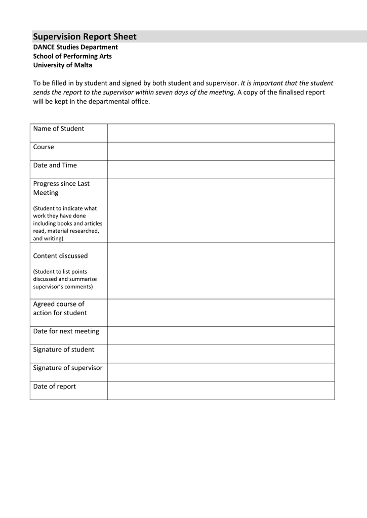 Employee Supervision Template