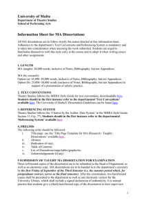 University of Malta Information Sheet for MA Dissertations