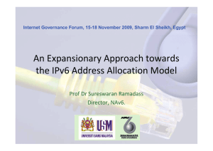 An Expansionary Approach towards the IPv6 Address Allocation Model Director, NAv6.