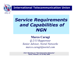 Service Requirements and Capabilities of NGN Marco Carugi