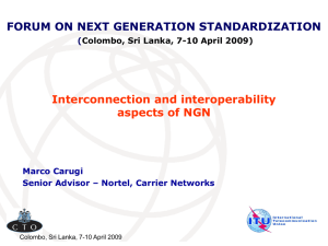 FORUM ON NEXT GENERATION STANDARDIZATION Interconnection and interoperability aspects of NGN (