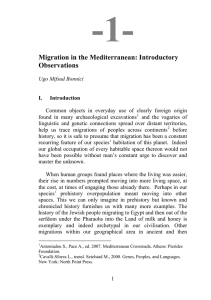 -1-  Migration in the Mediterranean: Introductory Observations