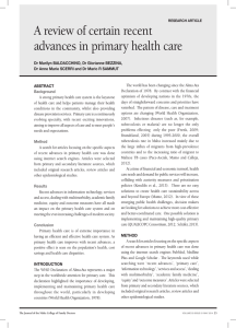 A review of certain recent advances in primary health care