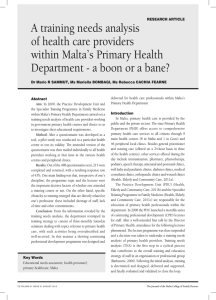 A training needs analysis of health care providers within Malta’s Primary Health