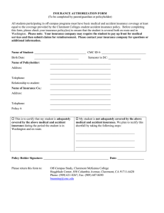 INSURANCE AUTHORIZATION FORM (To be completed by parent/guardian or policyholder)