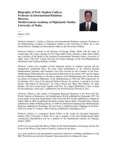 Biography of Prof. Stephen Calleya, Professor in International Relations Director,