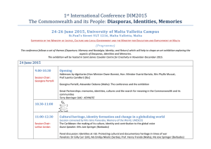 1 International Conference DIM2015 Diasporas, Identities, Memories