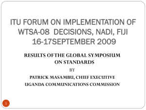 ITU FORUM ON IMPLEMENTATION OF WTSA-08  DECISIONS, NADI, FIJI 16-17SEPTEMBER 2009