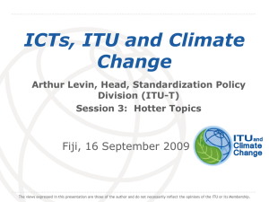 ICTs, ITU and Climate Change Fiji, 16 September 2009