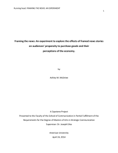 Framing the news: An experiment to explore the effects of... on audiences’ propensity to purchase goods and their