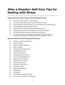 After a Disaster: Self-Care Tips for Dealing with Stress  