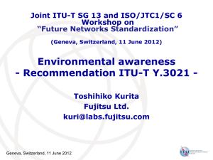 Environmental awareness - Recommendation ITU-T Y.3021 - Workshop on