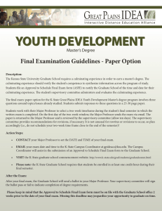 YOUTH DEVELOPMENT Final Examination Guidelines - Paper Option Master’s Degree Description: