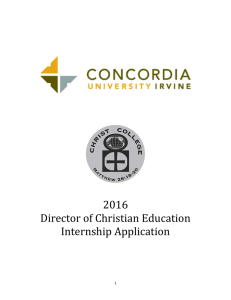 2016 Director of Christian Education Internship Application