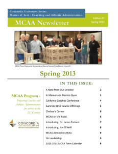 IN THIS ISSUE: MCAA Program - Preparing Coaches and Athletic Administrators