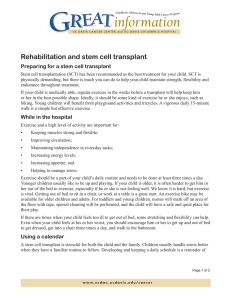 Rehabilitation and stem cell transplant Preparing for a stem cell transplant