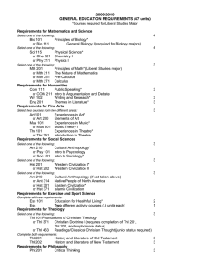 2009-2010 GENERAL EDUCATION REQUIREMENTS (47 units)