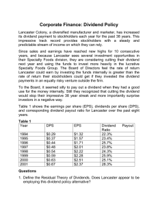 Corporate Finance: Dividend Policy