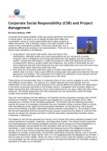 Corporate Social Responsibility (CSR) and Project Management