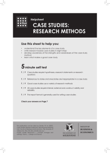 CASE STUDIES: RESEARCH METHODS Use this sheet to help you: Helpsheet