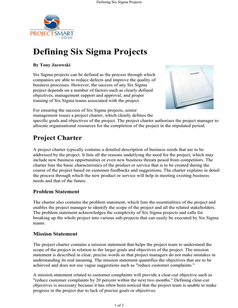research paper on six sigma implementation