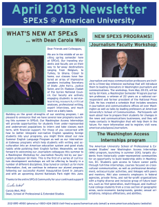 April 2013 Newsletter SPExS @ American University WHAT’S NEW AT SPExS