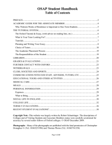 OSAP Student Handbook  Table of Contents