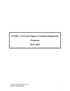 ICT3903 – Final Year Project in Computer Engineering Proposals 2015 / 2016