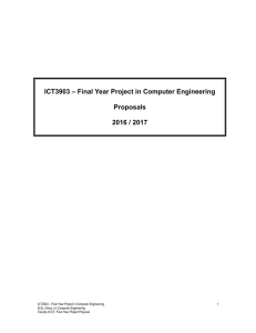 ICT3903 – Final Year Project in Computer Engineering Proposals 2016 / 2017