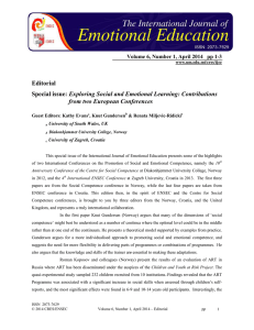 Editorial Exploring Social and Emotional Learning: Contributions from two European Conferences