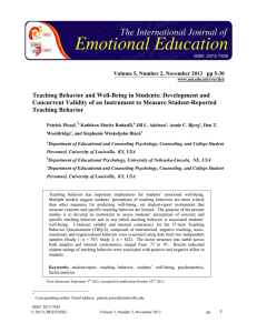 Teaching Behavior and Well-Being in Students: Development and