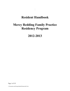 Resident Handbook  Mercy Redding Family Practice Residency Program