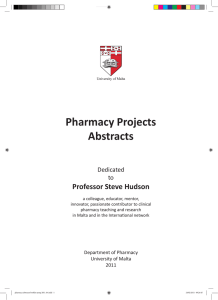 Pharmacy Projects Abstracts Professor Steve Hudson Dedicated