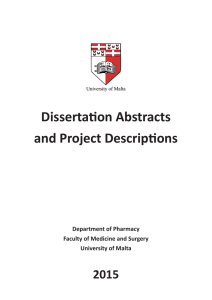 Dissertation Abstracts and Project Descriptions 2015 Department of Pharmacy