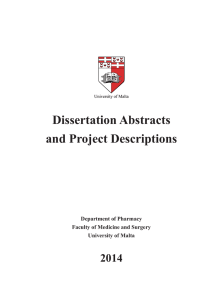 Dissertation Abstracts and Project Descriptions 2014 Department of Pharmacy
