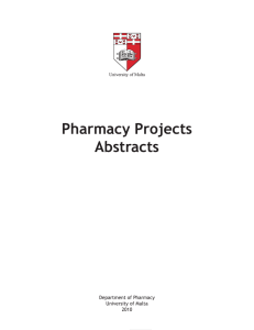 Pharmacy Projects Abstracts Department of Pharmacy University of Malta