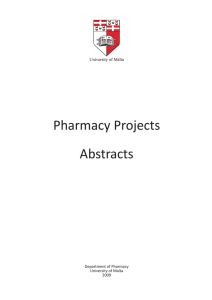 Pharmacy Projects Abstracts Department of Pharmacy University of Malta