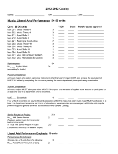 2012-2013 Music: Liberal Arts/ Performance  54-55 units Core:  35-36 units