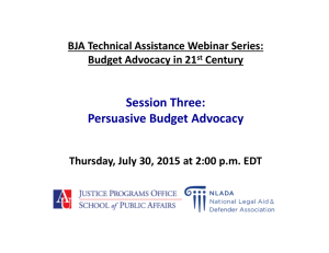 Session Three:  Persuasive Budget Advocacy 