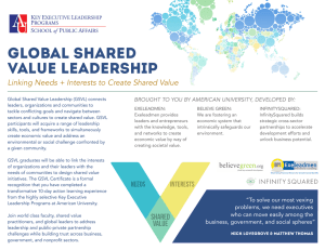 Global Shared Value Leadership Linking Needs + Interests to Create Shared Value