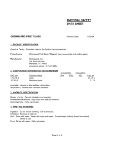 MATERIAL SAFETY DATA SHEET CHEMGUARD FIRST CLASS