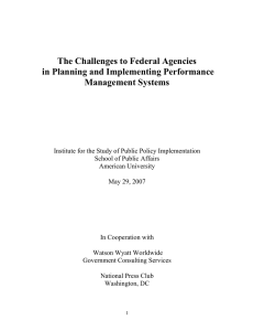 The Challenges to Federal Agencies in Planning and Implementing Performance Management Systems