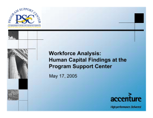 Workforce Analysis: Human Capital Findings at the Program Support Center May 17, 2005